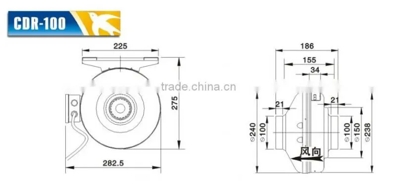 220v CDR series round pipeline white Exhaust duct fan