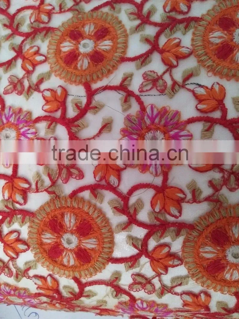 Beautiful Embroidery Garment Fabric of multi color