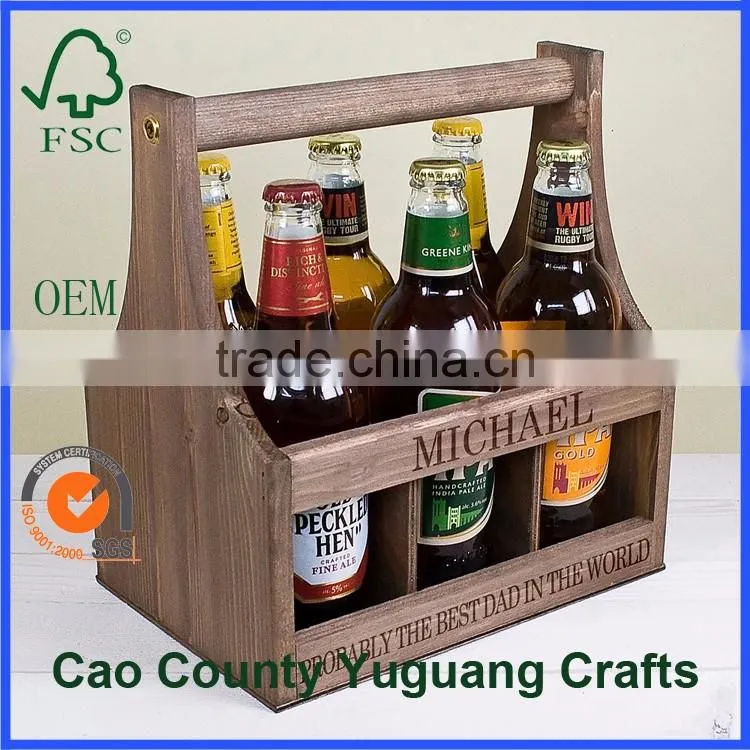 unfinished hot sale fashion wooden beer / wine crate