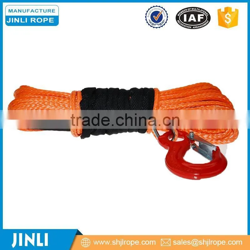 Jinli uhmwpe synthetic rope replaced wire winch rope 12000lbs winch use in off-road winch atv winch,warn winch