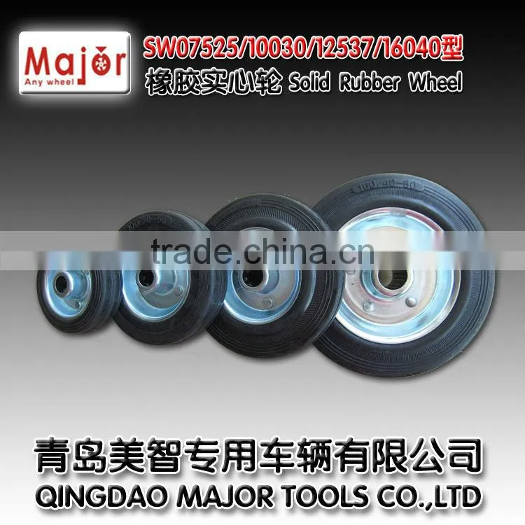 Four different sizes of solid rubber toy wheel