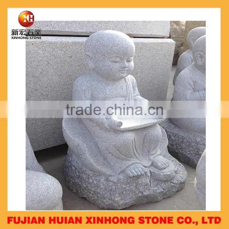 Natural Stone Carved Cute Little Monk for Reading Scripture