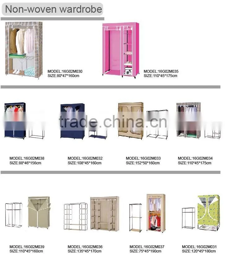 Store More Beautiful Non Woven Fabric Calico Bedroom Wardrobe