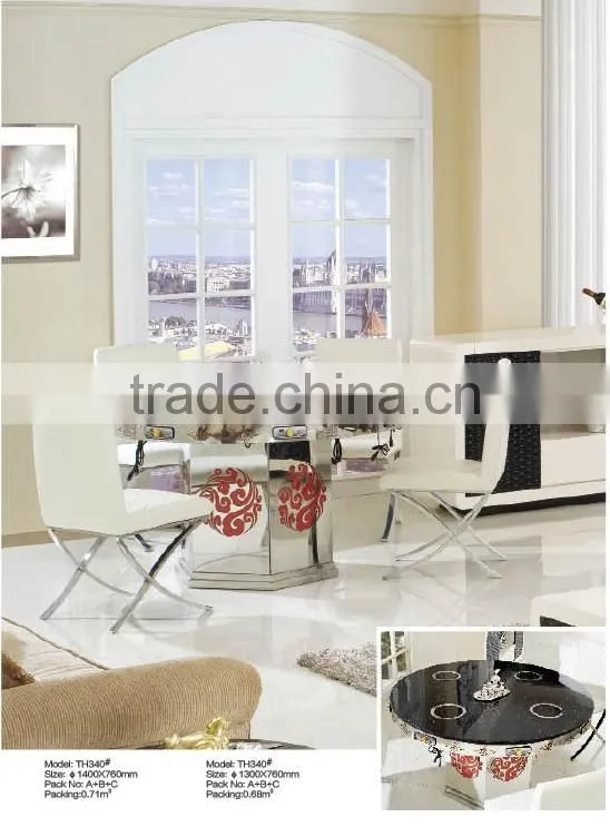 TH340 Cheap Hot Pot Table for 6 Round Black Dining Table