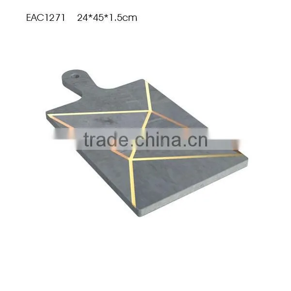 Gold line decorative Black marble cutting board set