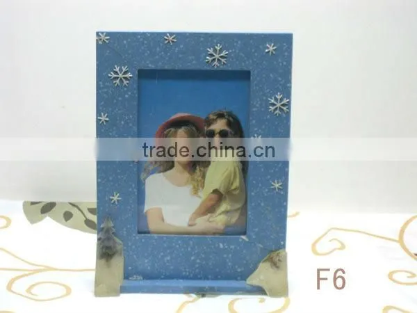 F6 blue nice snow design resin picture photo frame