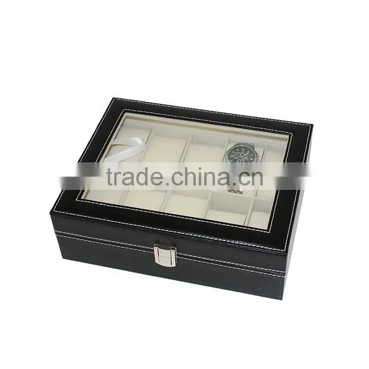 10 Grid Watch Display Storage Case Jewelry Collection Organizer Leather Box