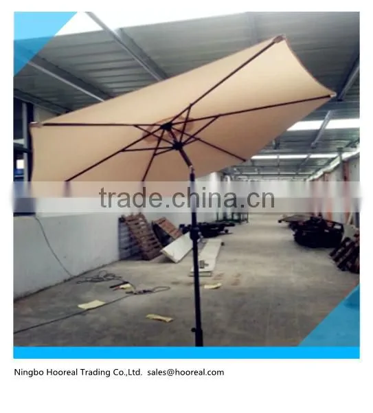 8ft-9ft-10ft Patio Solar Umbrella LED Light Tilt Deck Waterproof Garden Market Umbrella Aluminum Crank Tilt Deck Yard Beach