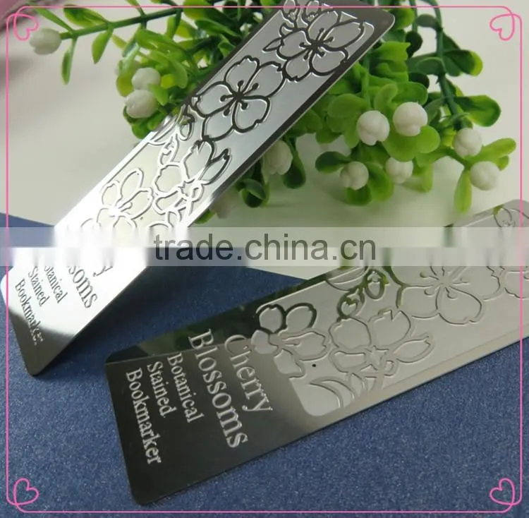 Custom wholesale cherry flower shape kids metal bookmarks for books