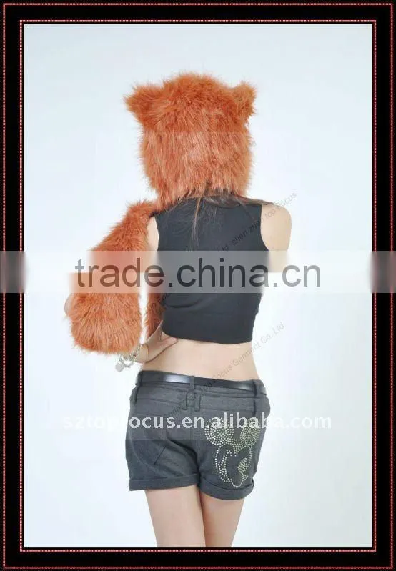 FURRY HATS WITH PAWS GOLD WOLF