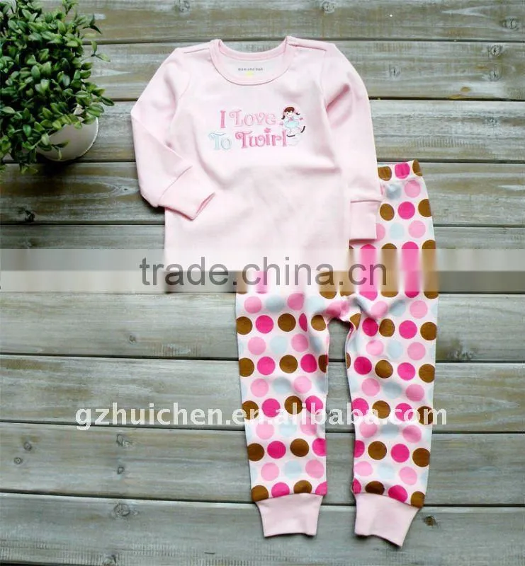 2011 autumn baby clothes set 100% cotton embroider baby pajama