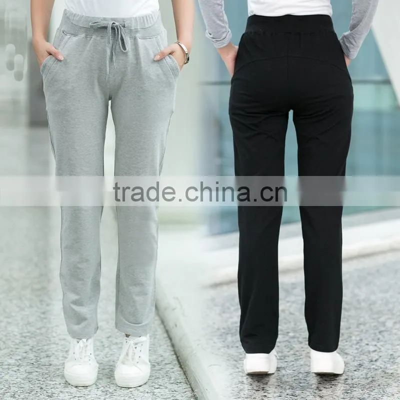 Wholesale Womens 100% Cotton Top Quality Custom Plain Sweatpants Causal Pants 2015