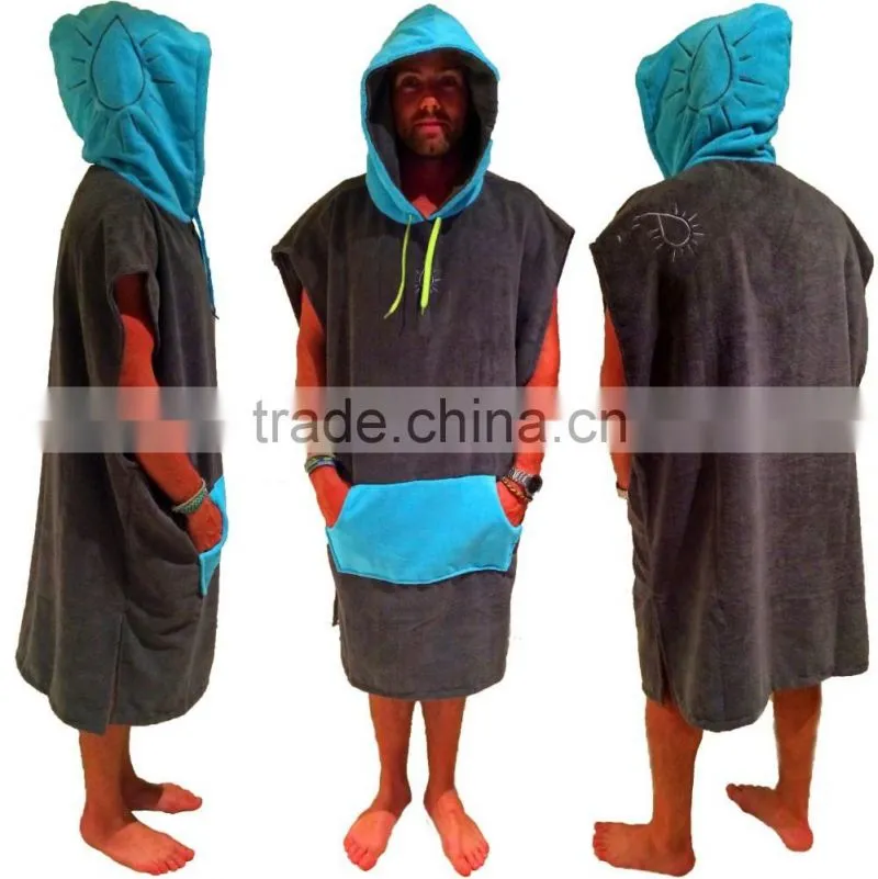 Custom cotton plain adult hooded poncho beach towel