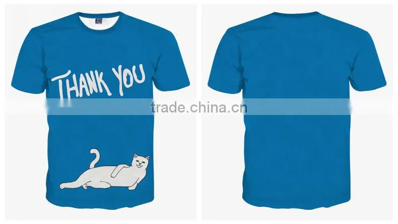 Ebay hot sale 3D Animal printed T Shirts for men Flash-cat Printed 3D T-Shirts short sleeve