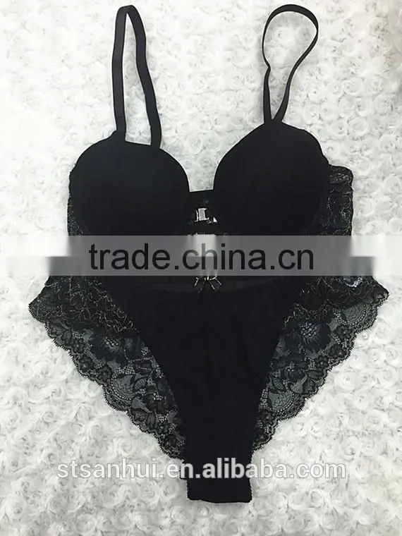 Soft padded bra with extra cotton plain dyed underwear bra and panty sets
