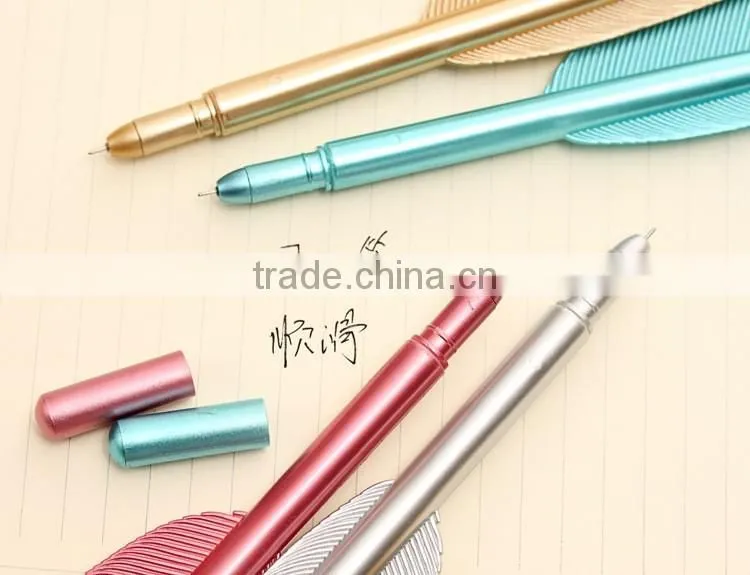 0.5mm black pen feather shape ballpoint pen plastice office stationery pen