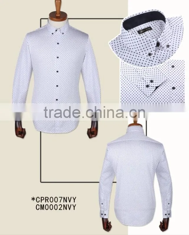100% cotton dot printing button downs dress men shirts