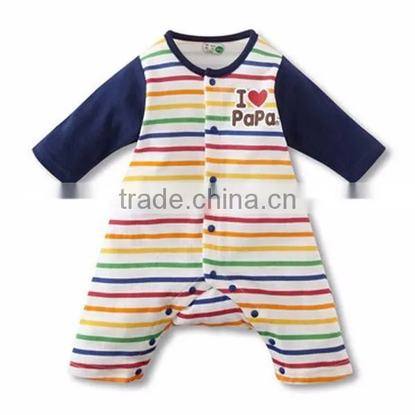 2016 autumn sweet heart colorful stripes long sleeve babysuits