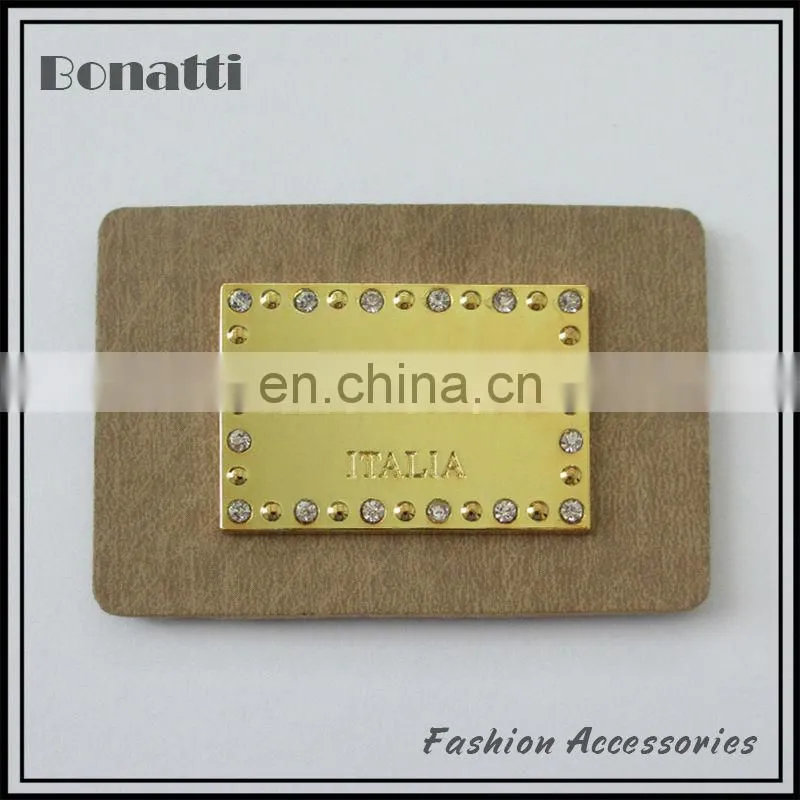 golden metal leather labels pu patches for jeans