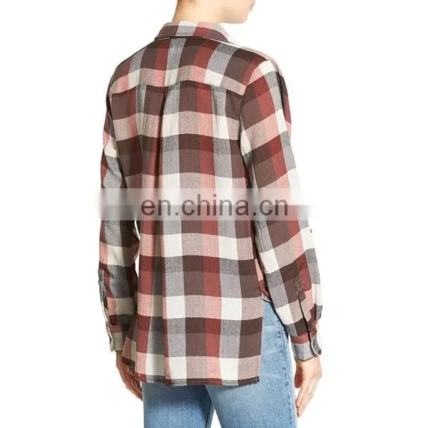 Wholesale women blouses & shirts Spread collar casual style long sleeve shirt