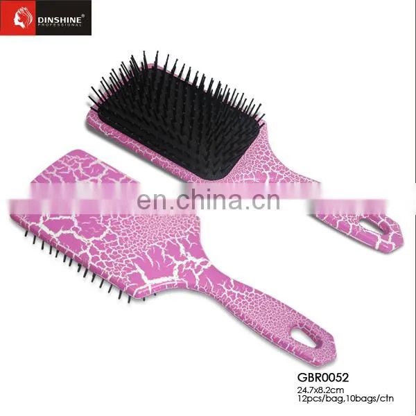 Blue color paddle brush, plastic round cushion hair brush