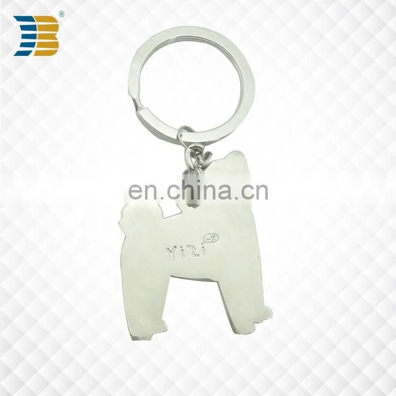 3D dog shape custom made metal keychain