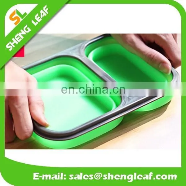 Bento box with 2 compartment Silicone lunch food serving box
