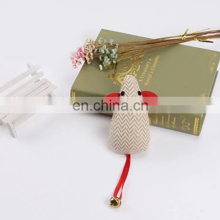 Manufacturers direct sale linen squeaky pet toys cat mouse with bell