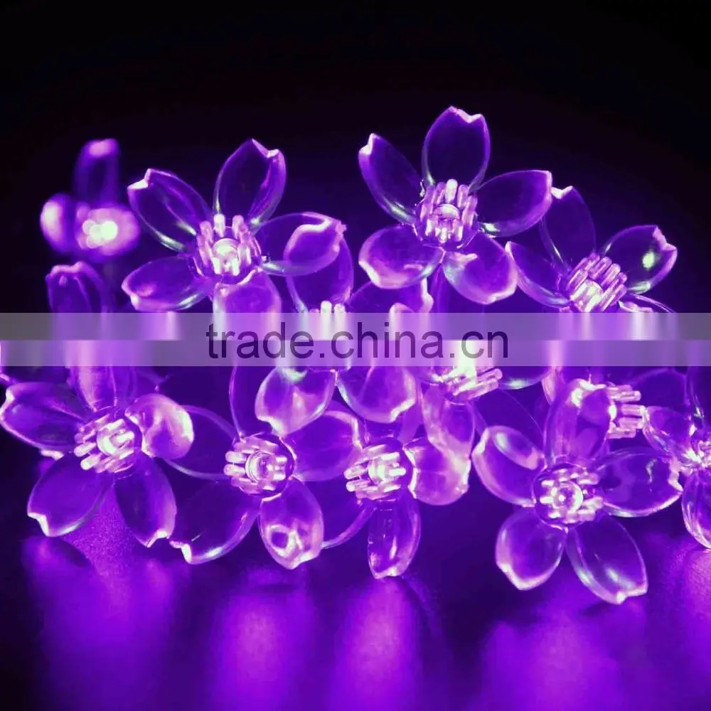 50 LED 7M Peach Blossom Shape Solar Powered String Fairy Lights for Indoor Outdoor Garden Christmas Wedding Party
