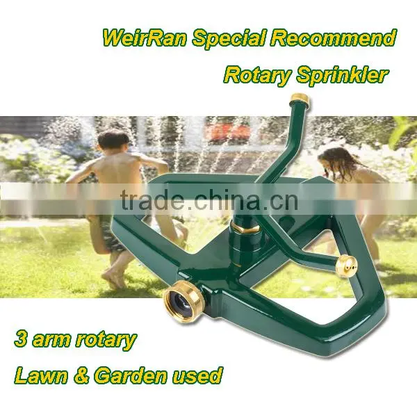 (8-20601) Competitive price green 3 arms rotating sprinkler, rotate sprinkler, rotation sprinkler
