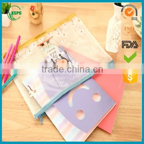 clear plastic PVC ykk zipper document bag