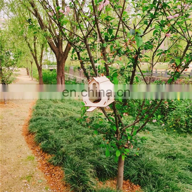 Wooden DIY unfinished birdhouse Wood Toys Bird House For Kid Children Education for outdoor