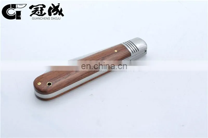 Wood handle knife 420 stainless steel blade with steel bolster and wooden folding knives Utility Elpocket knife multi tool