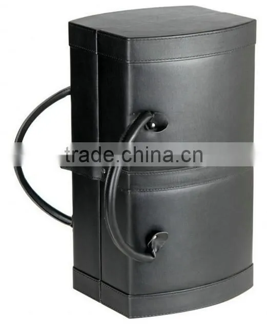 Double Bottle Travel Wine Carrier, black leather wine bottle case,travel leather wine case