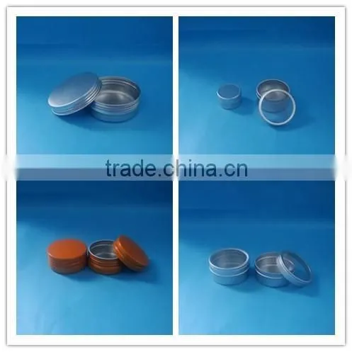 Hot sale empty aluminum cosmetic container face cream jar / aluminum cosmetic jar gel containers with clear lid