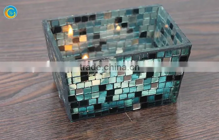 rectangle mosaic glass candle holder glass vase for home decor