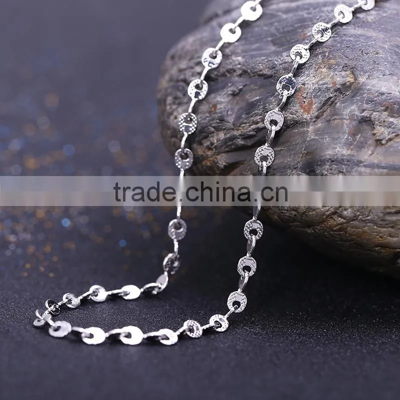 hot selling simple design fashion jewelry rhodium plated cheap short cable chain necklace