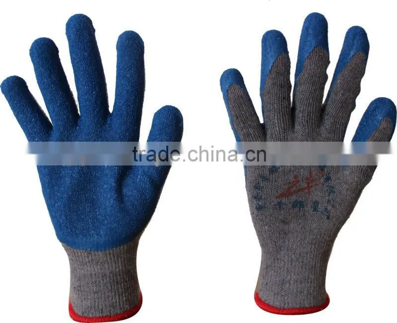 10 gauge crinkle latex coated gloves