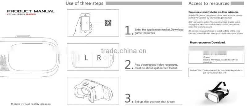 vr box virtual reality glasses 2.0 vr box Support 3D Movie with game controller