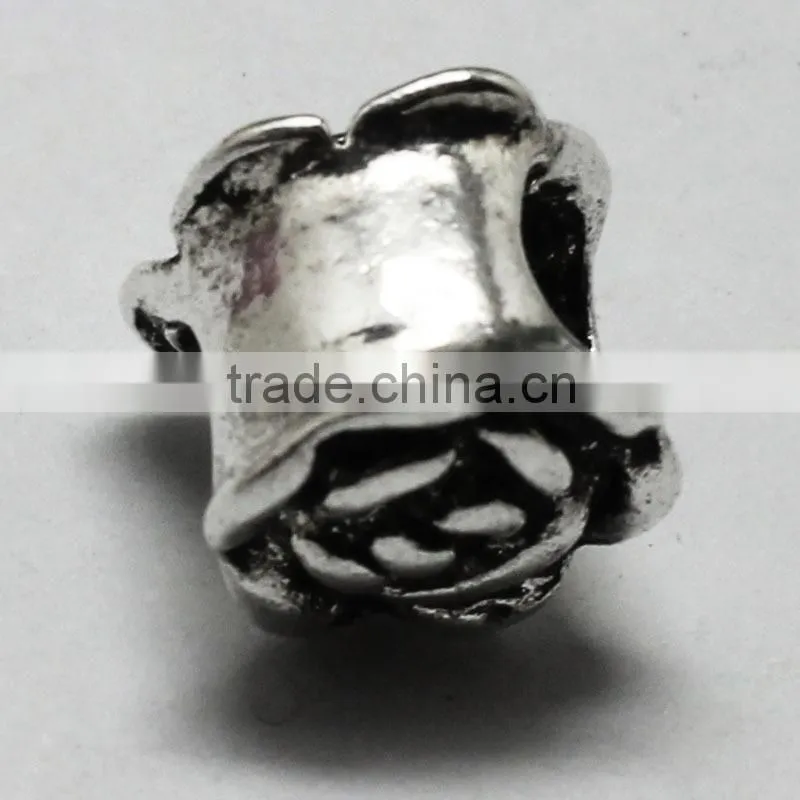 Pdora Jewelry Accessories, Rose Shape DIY Zinc Alloy Hanging and Slider Beads