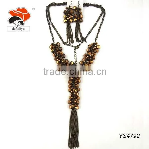 Fashion Jewelry manufacturers cheap wholesale alloy resin necklace+earrings+ring jewelry set