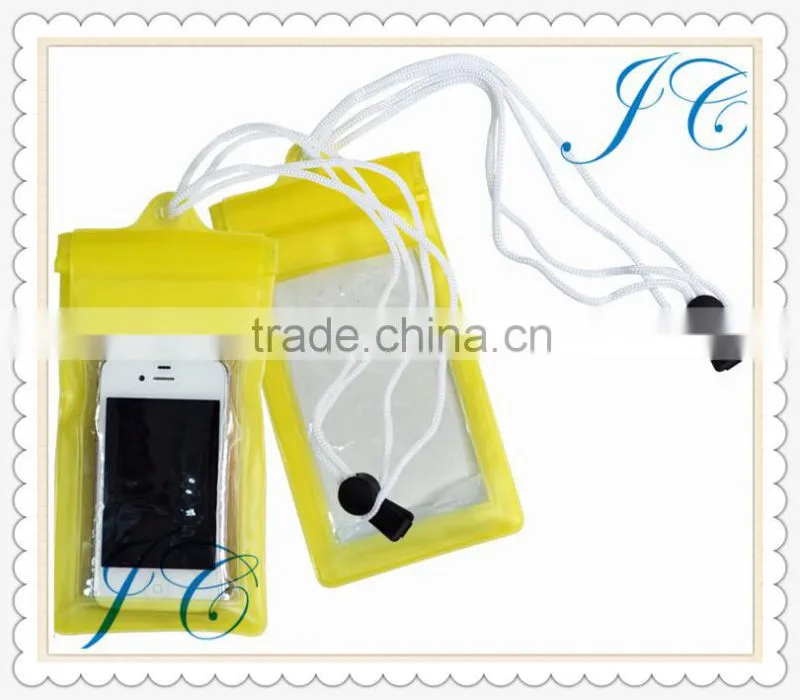 PVC mobile phone pouch with strawing/waterproof cell phone bag/promotional phone waterproof bag