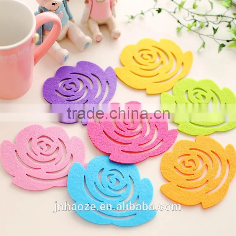 JCH-002 creative color felt coasters cut mat non-woven insulated pad/mat 16G