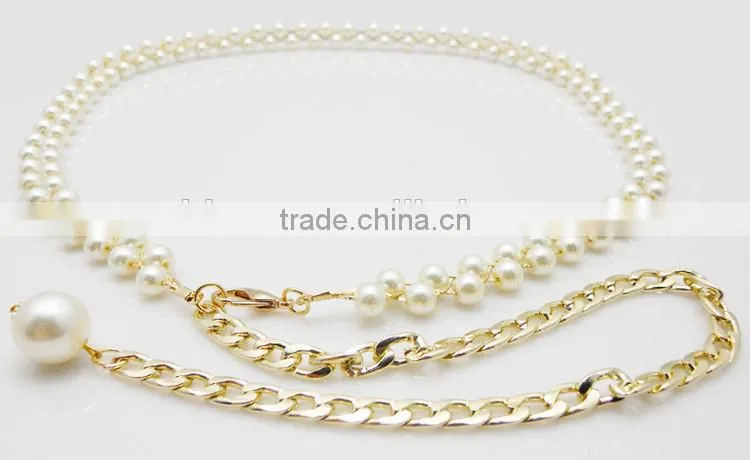 Summer New Belt Chain Lady Decorate Belt Chain, White Pearl Slimming Belt Chain