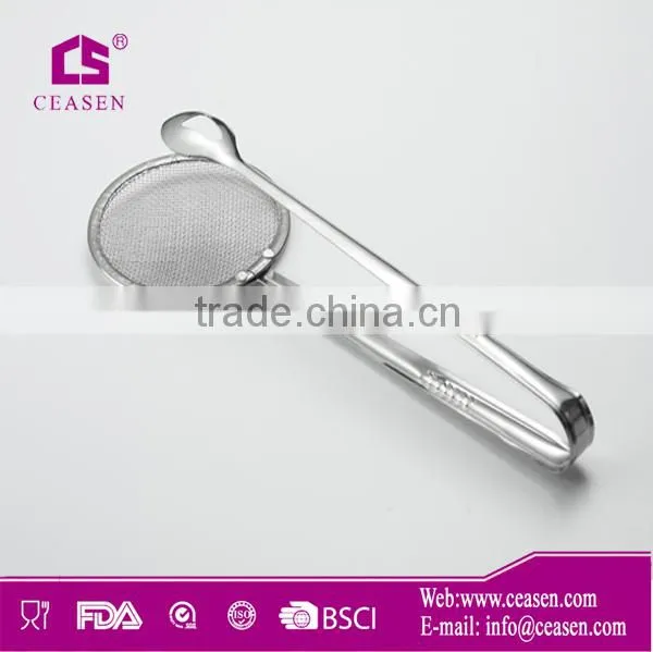 Kitchen promotional stainless steel oil strainer tongs serving tongs