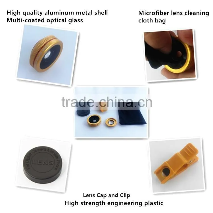 2 in 1 high quality optical glass abs clip mobile phone camera lens