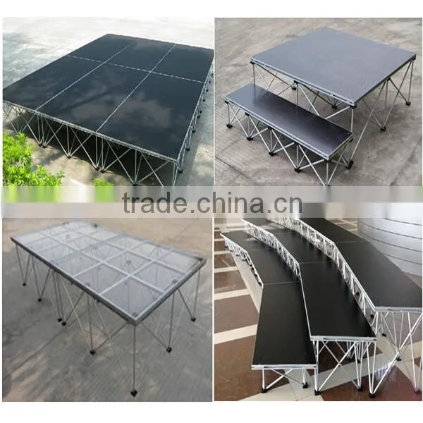 Non-slip portable stage deck with foldable riser for dancing event