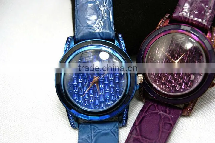 Water brick surface pu leather couple watches