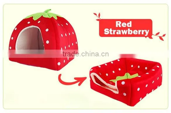 New Soft Strawberry Pet Dog Cat Bed House Kennel Doggy Warm Cushion Basket 3Colors 3Sizes 18913