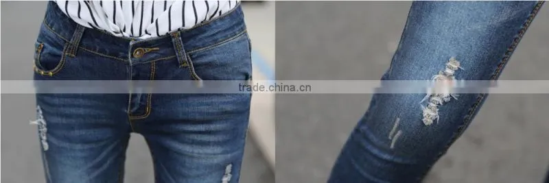 Autumn Women Fashion jeans high Waist Slim Holes Ripped Casual Ladies Long Jeans sexy skinny pencil pants